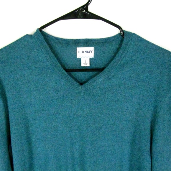 Old Navy Men's Sweater Size S Teal V-Neck - Picture 2 of 4